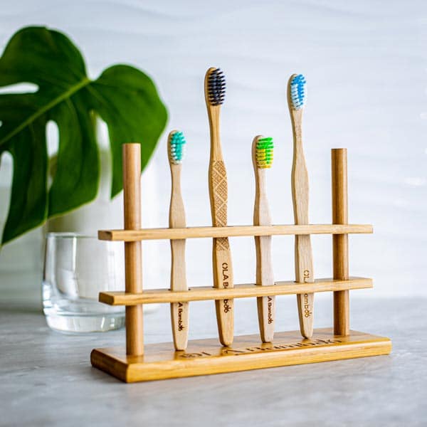 Bamboo Toothbrush Holder Holds 4 6, Wooden Toothbrush Stand