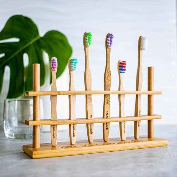 bamboo toothbrush holder for family