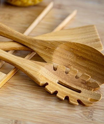 Bamboo spoon and spaghetti spoon