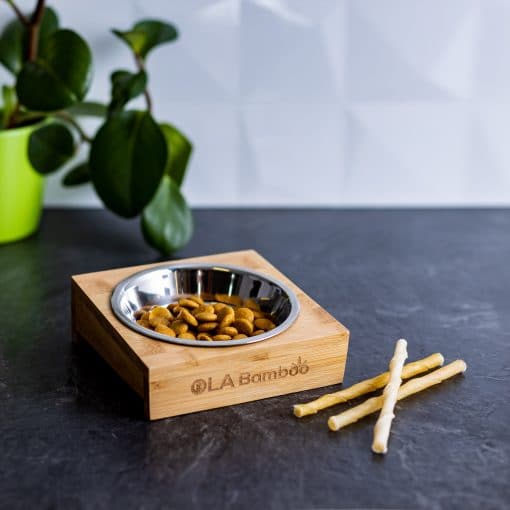 Single Pet bowl with bamboo stand